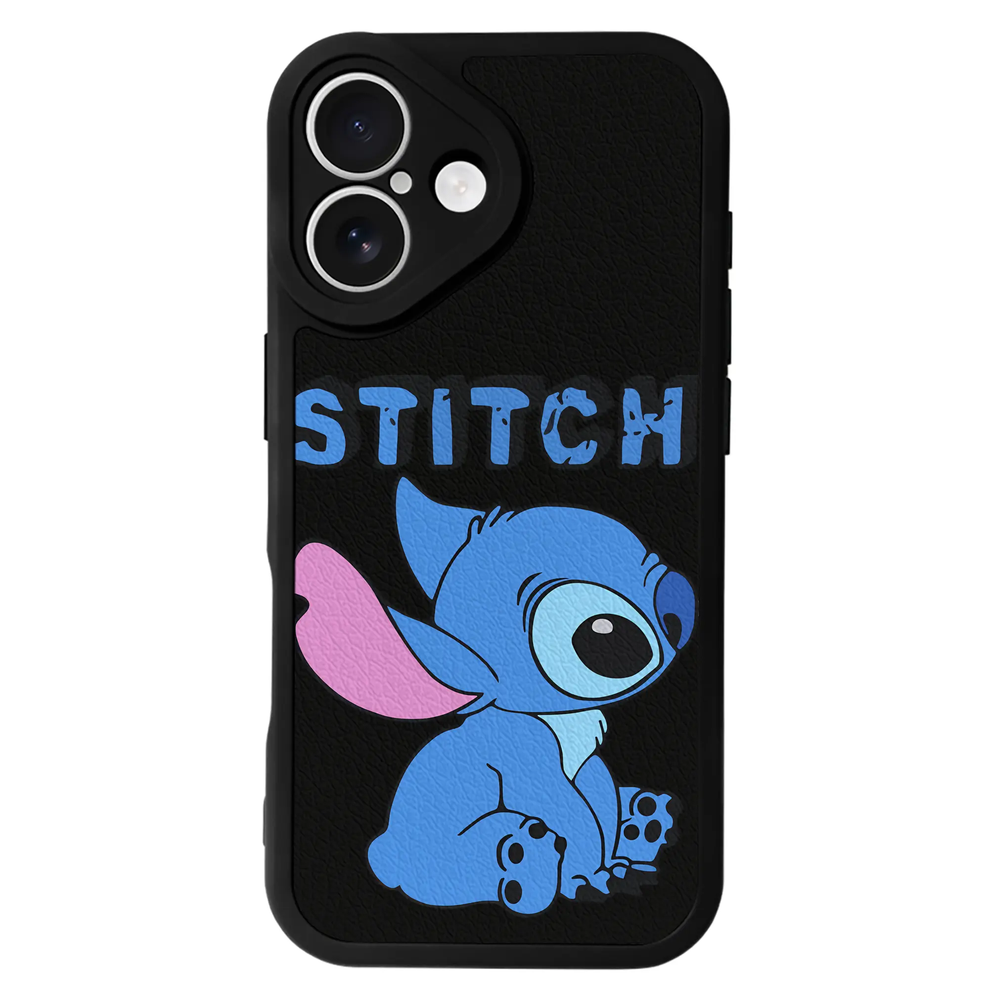 リロ＆スティッチ グッズ スティッチ - IPhone 16シリーズ対応 ・ シリコンスマホケース ・ レザー調 ・ 高精度フィット ・ 耐衝撃 ・ ワイヤレス充電対応 ・ 精密カット